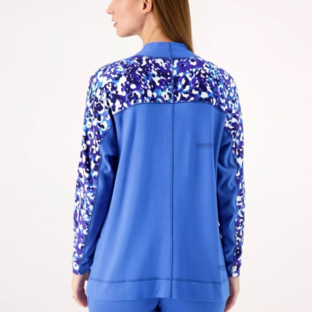 NWOT Isaac Mizrahi Live Soho Baby French Terry Open Front Cardigan Cruise Resort - Picture 2 of 12